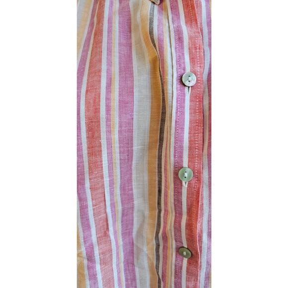 Chico's Women's No Iron 100% Linen 3/4 Sleeve Striped Shirt Size 2 Large Multi - Picture 5 of 8